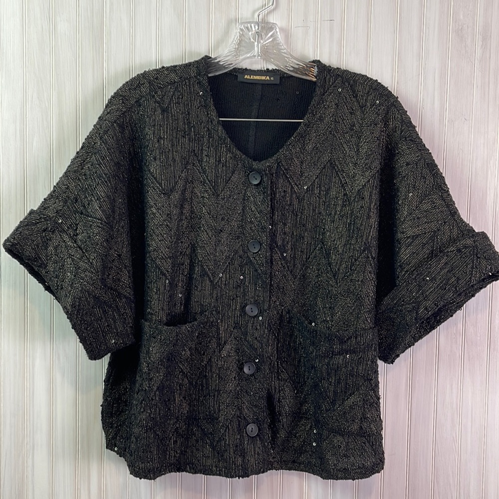 ALEMBIKA CHEVRON BUTTON BLAZER XS sequin